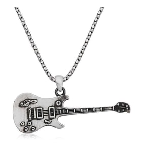 ?Gümüş Elektro Gitar Erkek Kolye