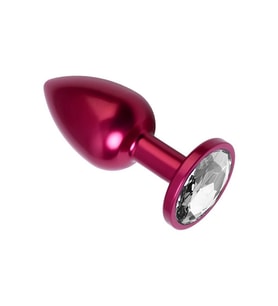 ETSMagaza Metal Clear Taşlı Kırmızı  Plug Küçük Boy