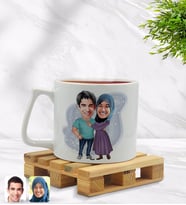 BK Gift Kişiye Özel Sevgililer Karikatürlü Middle Beyaz Kupa Bardak Model 61