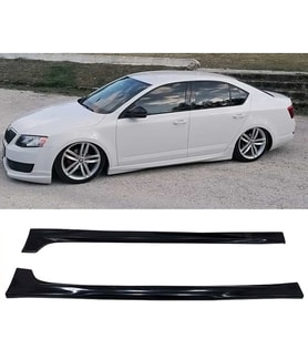 Skoda Octavia Mk3 Yan Marşpiyel Seti Mat Siyah Plastik 2 Adet 2013-2020