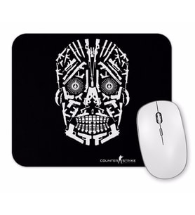 Skull Gun White Mouse Pad