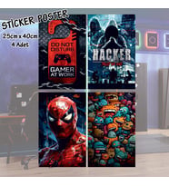 oyuncu hacker örümcek smiley at work - 4 adet yapışkanlı poster sticker etiketler - dolap cam oda için