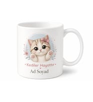 Kedi Desenli Sevimli Tasarım Baskılı Kupa Bardak Kedi Severler İçin Hediye