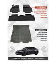Sahler Tesla Model Y Juniper 2025+ Uyumlu 4.5D Premium Havuzlu Oto Paspas ve Liner Marka 3D Bagaj Havuzu