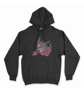 Pokemon Mega Gengar Siyah Kapşonlu Sweatshirt Hoddie