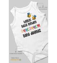 Herkes Bıksa Benden Anneannem Bana Doymaz Baskılı Bebek Zıbını  %100 Pamuk Sıfır Kol (Beyaz)