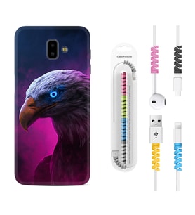 Samsung J6 Plus J7 Prime J7 Pro M20 Kılıf Kablo Koruma Spiral Silikon Kartal 1622
