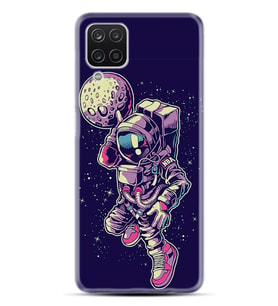 Kılıfland Samsung Galaxy A12 Kılıf Silikon Resimli Kapak Astronaut Plater Stok 849