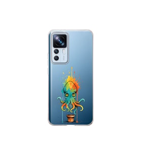 Xiaomi Mi 12T Pro ile uyumlu Splash ahtapot tasarımlı şeffaf silikon kılıf