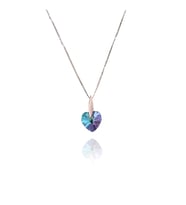 Renkli Swarovski Kalp Kolye (Gümüş)
