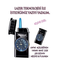 Özel Tasarımlı Çakmak Işıklı Saatli Lazer İsim Baskılı, Şık ve Kullanışlı