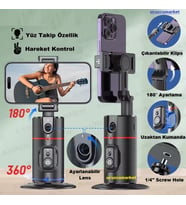 Yüz Takip Eden Uzaktan Kumandalı Otomatik Tripod (360 Derece Dönme - Vücut Hareket Takip Kontrolü - Gimbal Sabitleyici)