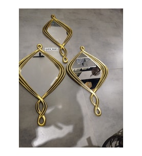 Dekoratif Polyester Üçlü Damla Burgulu Lüks Salon Ayna Takımı Gold-siyah Eskitme