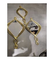Dekoratif Polyester Üçlü Damla Burgulu Lüks Salon Ayna Takımı Gold-siyah Eskitme