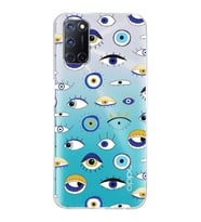 PrintiFy Oppo A52  ile Uyumlu 1mm Slim Fit Nazar Boncuğu 2 Baskılı Şeffaf  Kılıf