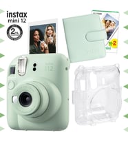 Instax mini 12 Yeşil Fotoğraf Makinesi-20'lu Film-Kare Albüm ve Şeffaf Kılıf Seti