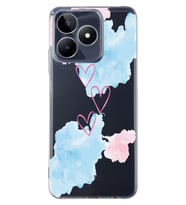 Realme C53 Uyumlu Kalp Desenli Şeffaf Telefon Kılıfı