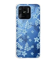 Redmi 10c  Kapak Floral Mavi Tasarımlı Şeffaf  Kılıf