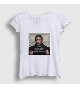 Presmono Kadın Beyaz Dean Winchester Jail Supernatural T-Shirt 507837tt (Beyaz)