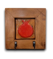 Nar Seramik Anahtarlık Duvar Pano 14,5x14,5x2,5cm (Kahverengi)