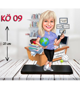 Kişiye Özel Ahşap Biblo - Kadın Öğretmen Karikatür Biblo - Öğretmen Biblo 9