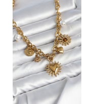 316L Çelik Gold Renk Charmlı Model Kadın Kolye TJ-BKO11135