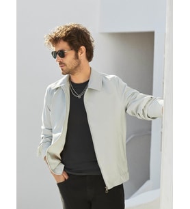 Dufy Gri Erkek Regular Fit Düz Klasik Yaka Bomber Mont - 104404
