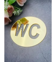 WC Tabelası Aynalı Pleksi Altın renk Gold Renk 10 cm X 8 cm