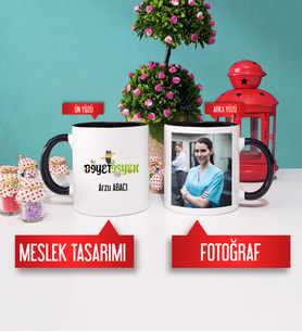 Diyetisyene Hediye Diyetisyen Kupa Bardak Siyah Fotoğraflı