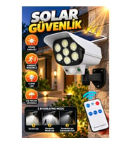 Solar Hareket Sensörlü Kamera Görünümlü LED Dış Mekan Lambası – 6 SMD LED, 3 Mod, Uzaktan Kumandalı