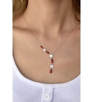 925 Ayar Gümüş Rose Kaplama Uğur Böcekli Papatyalı Akışlı Kolye