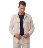 DeepSEA Bej Slim Fit Gofre Dokulu Yazlık Spor Takım Elbise – Yarım Astarlı Likralı 2’li Kombin 2604007