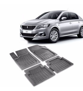 PEUGEOT 301 Havuzlu Oto Paspas (PRS) (Siyah-Gri)