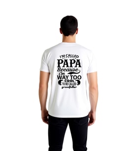 Erkek %100 Pamuk Kısa Kollu Yuvarlak Yaka Baskılı Tişört Papa Yazılı Mizah Tasarımlı Rahat Kesim
