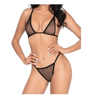 Desire in Motion Fileli Fantezi Kadın Sütyen G String Külot Takım (Siyah)