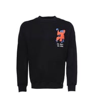 Bisiklet Yaka Baskılı Siyah Erkek Sweatshirt - Wessi