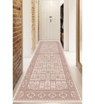 Dijital Baskılı Kaymaz Taban Yıkanabilir Modern Yolluk Ve Koridor Halısı NDU-HT-47 (Pudra Rengi)