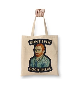 Van Gogh Don't Even Gogh There Bez Çanta Uzun Saplı Alışveriş Çantası Plaj Çantası (Beyaz)