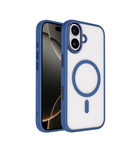 Apple iPhone 17 Uyumlu Kılıf Wireless Şarj Özellikli Zore Krom M-safe Silikon Kapak (Lacivert)