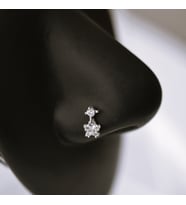 925 Ayar Gümüş Kelebek Sallantılı Hızma Kelebekli Burun Hızma Piercing (Çok Renkli)