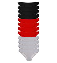 Mulvxbrf Brf02 12 Adet Süper Eko Set Likralı Kadın Slip Külot Siyah Kırmızı Gri (Mulvix)
