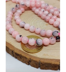 Pembe Siyah Alacalı Opal Taşı YARIM Dizi 8mm (18cm uzunluğundadır)