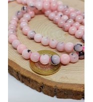 Pembe Siyah Alacalı Opal Taşı YARIM Dizi 8mm (18cm uzunluğundadır)