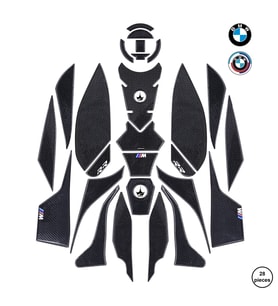 Grippatch - BMW S1000RR 2023-2024 ile Uyumlu Kaydırmaz 6D Karbon 28 Parça Tank Pad Seti GC43