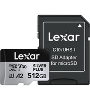 Lexar 512GB Silver Plus 205mb 4K V30 UHSI Micro SD Hafıza Kartı