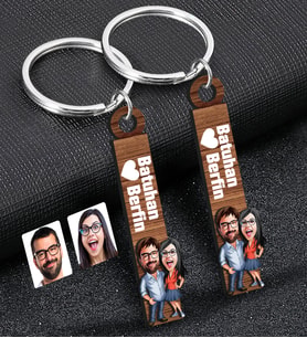 BK Gift Kişiye Özel Sevgili Temalı 2’li Ahşap Anahtarlık, Sevgiliye Hediye,Doğum Günü Hediyesi, Sevgililer Günü Hediyesi-7