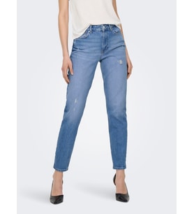 ONLY Düz Kesim Yırtık Desenli Bayan Kot Pantolon 15249500 (Mavi)