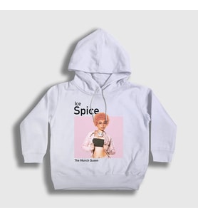 Presmono Unisex Çocuk Beyaz Poster Ice Spice Kapüşonlu Sweatshirt 533642tt
