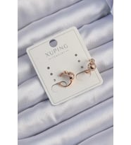 Xuping Rose Renk Zirkon Taşlı Bombeli Topçuk Earcuff Küpe 5886