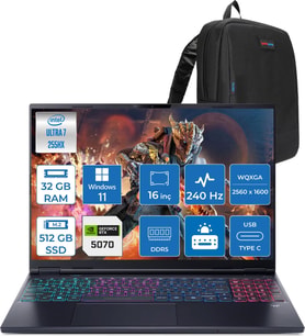 Acer Predator Helıos Neo 16S Aı Intel Core™ Ultra 7 255HX 32GB Ddr5 512GB SSD 8GB/RTX5070 115W 16"qhd+ 2560X1600 240HZ OLED WIN11PRO Gaming Bilgisayar. NHQZFEY001P07+ZETTAÇANTA